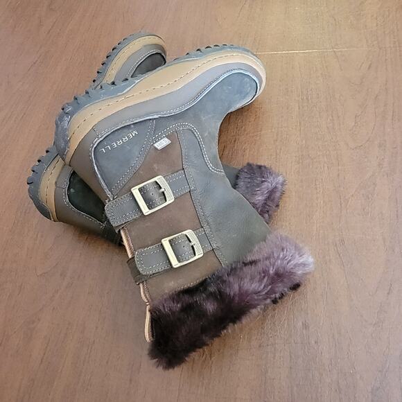 Merrell Decora Chant Waterproof Boots Womens 9 Mocha Winter Snow Boots Mid Calf - Picture 8 of 16